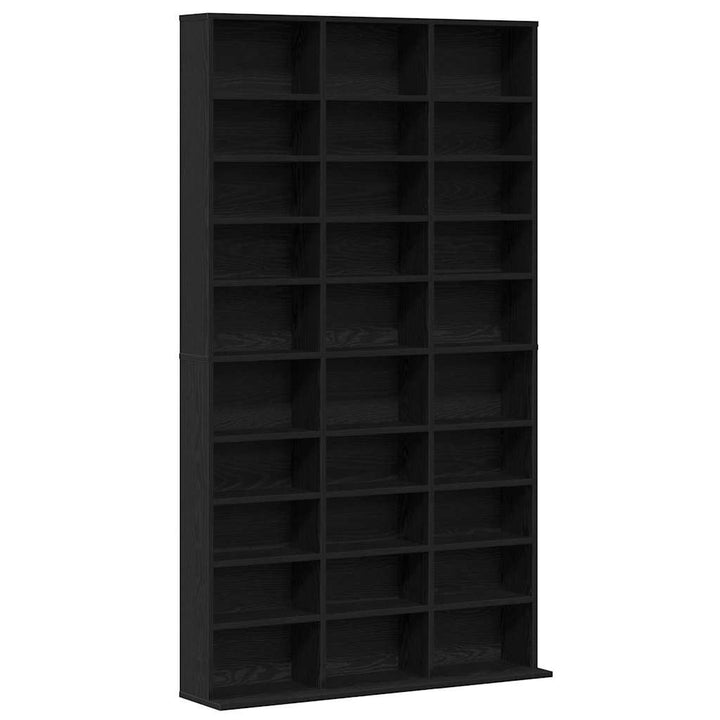 CD-skab med hylde Sort eg 101 x 23 x 177,5 cm Konstrueret træ