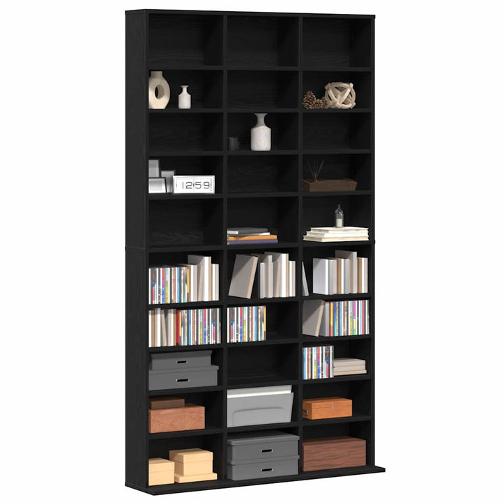 CD-skab med hylde Sort eg 101 x 23 x 177,5 cm Konstrueret træ