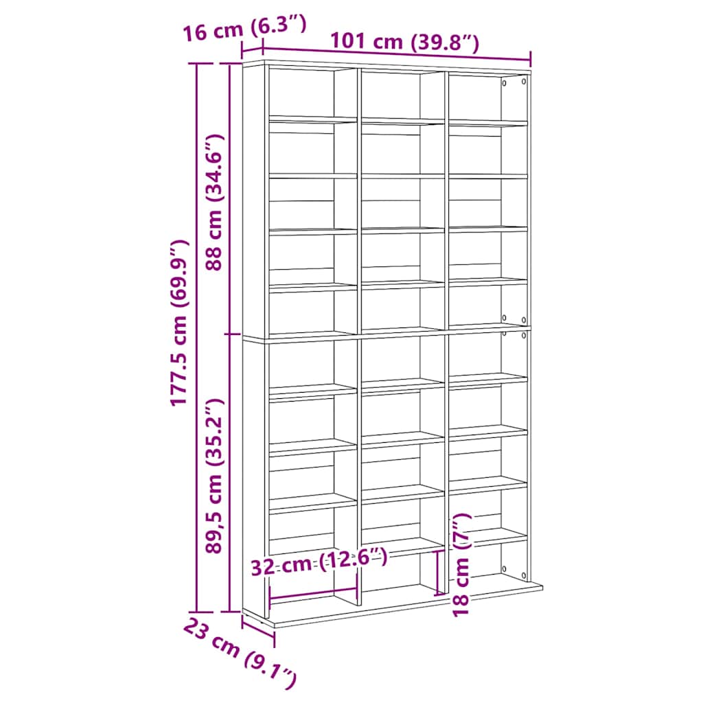 CD-skab Gammelt træ 101 x 23 x 177,5 cm Konstrueret træ