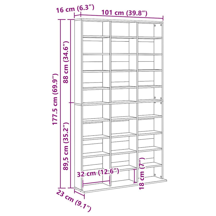 CD-skab Gammelt træ 101 x 23 x 177,5 cm Konstrueret træ