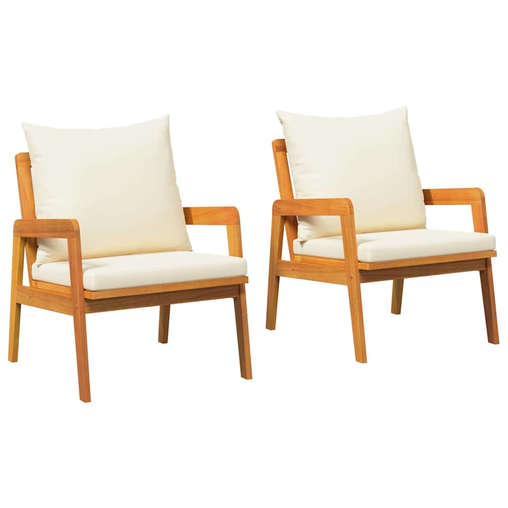 Have Stol med pude 2 pcs Brun Massivt akacietræ