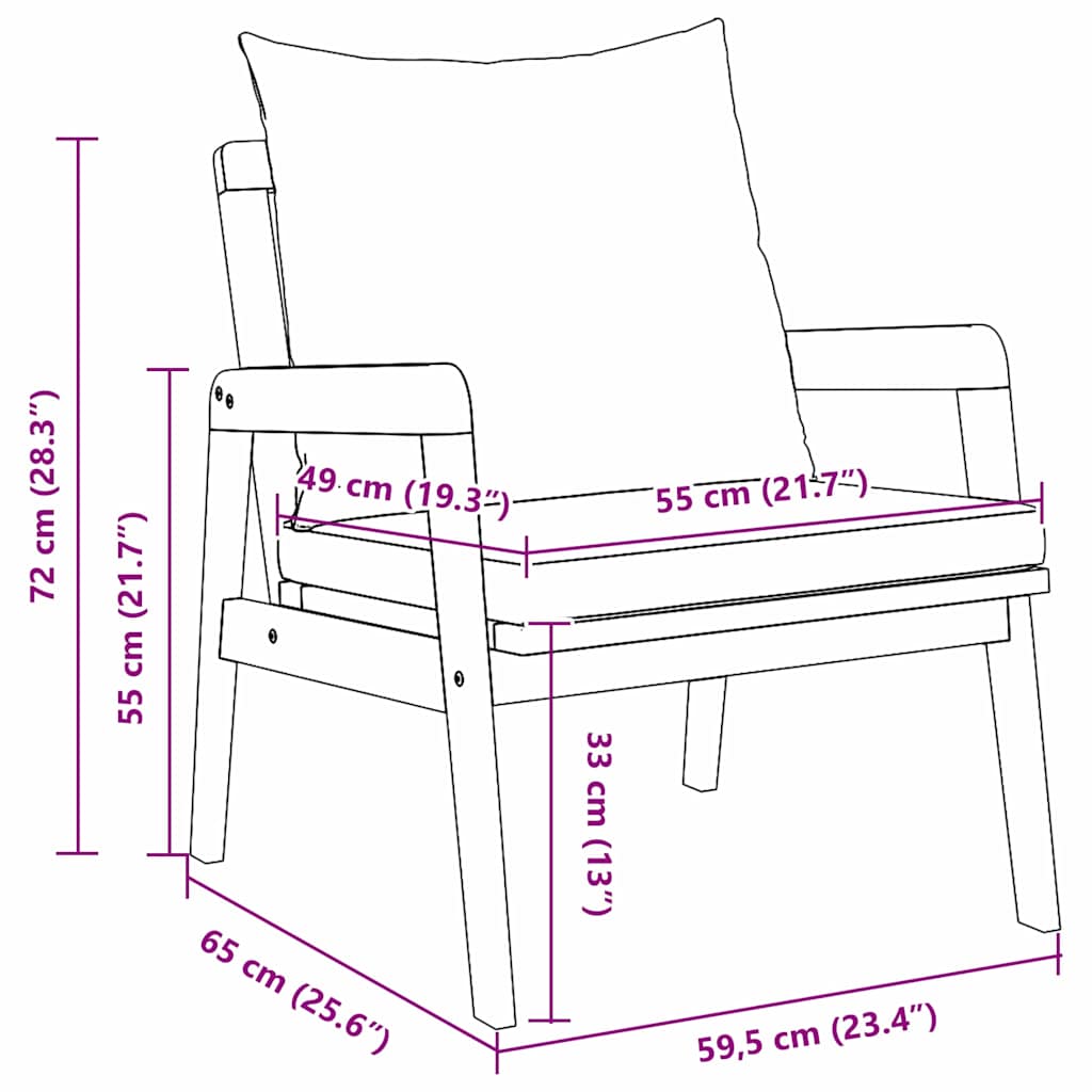 Have Stol med pude 2 pcs Brun Massivt akacietræ