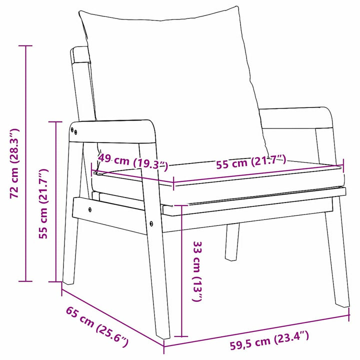 Have Stol med pude 2 pcs Brun Massivt akacietræ