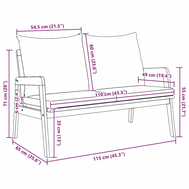 Havebænk med pude Brun Massivt akacietræ