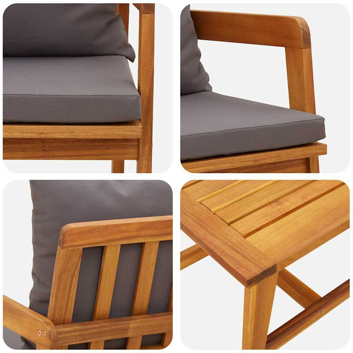Bistrosæt 3 pcs Brun 45 x 45 x 38cm Massivt akacietræ