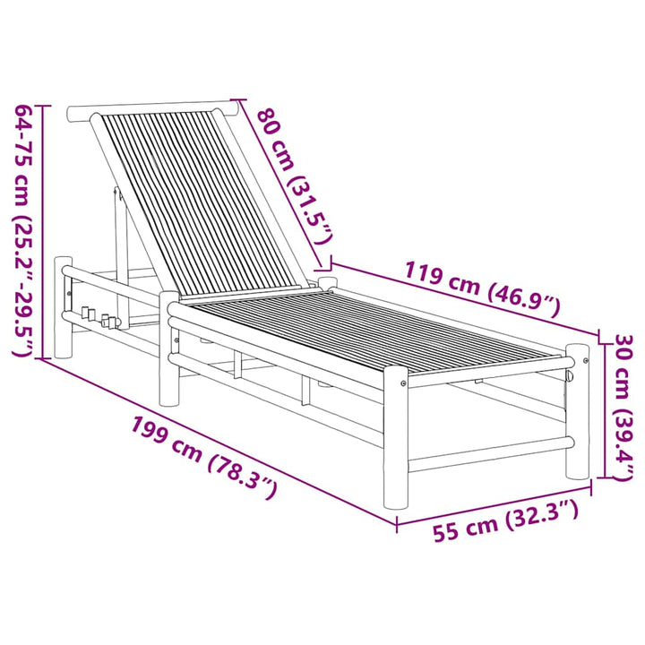 liggestol 55x199x30 cm bambus