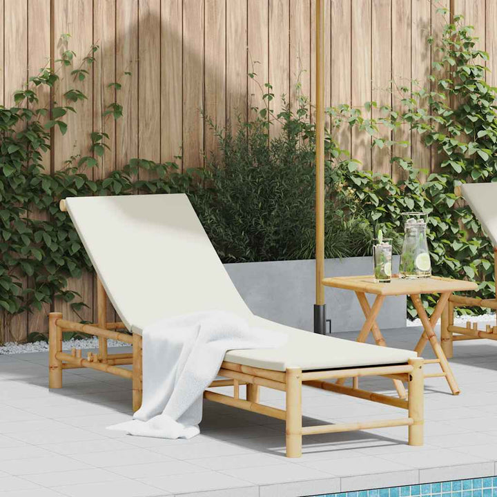 liggestol med hynder 55x199x30 cm bambus