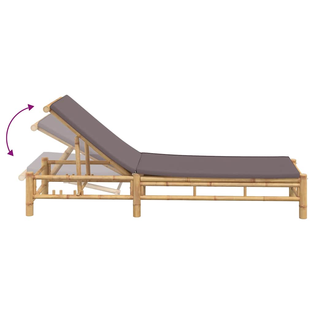 liggestol med hynder 55x199x30 cm bambus