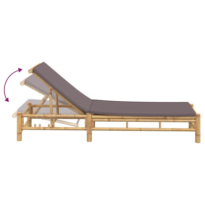 liggestol med hynder 55x199x30 cm bambus