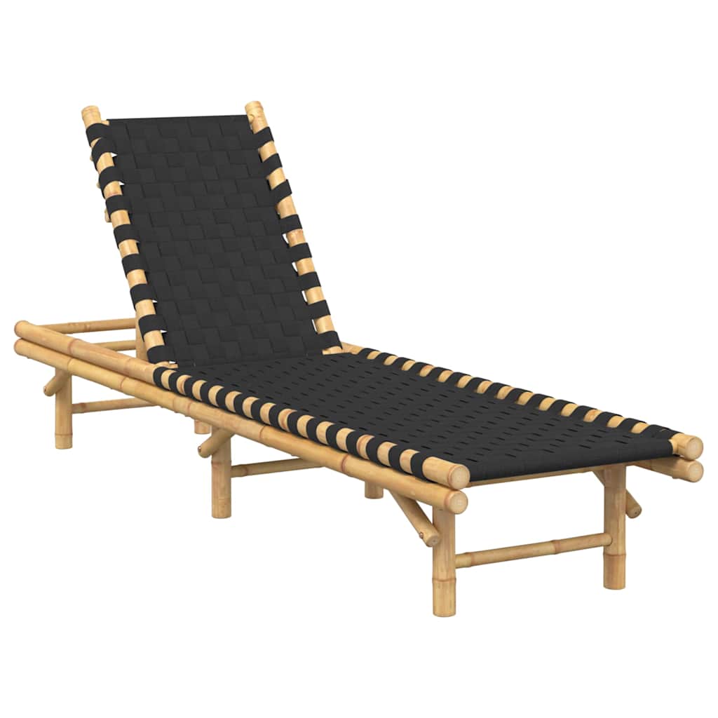 liggestol med sort vævet bånd 55x200x30 cm bambus