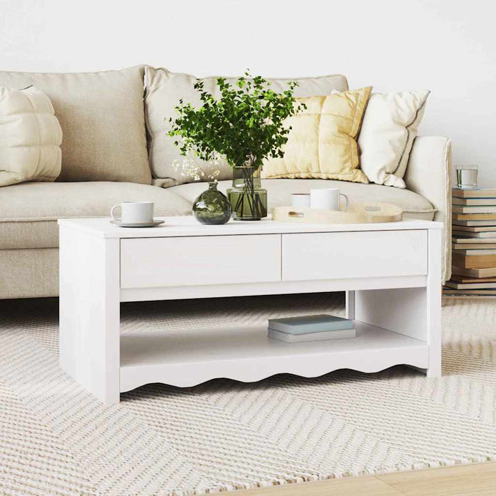 Sofabord Drammen Hvid 99 x 55 x 45 cm Massivt fyrretræ