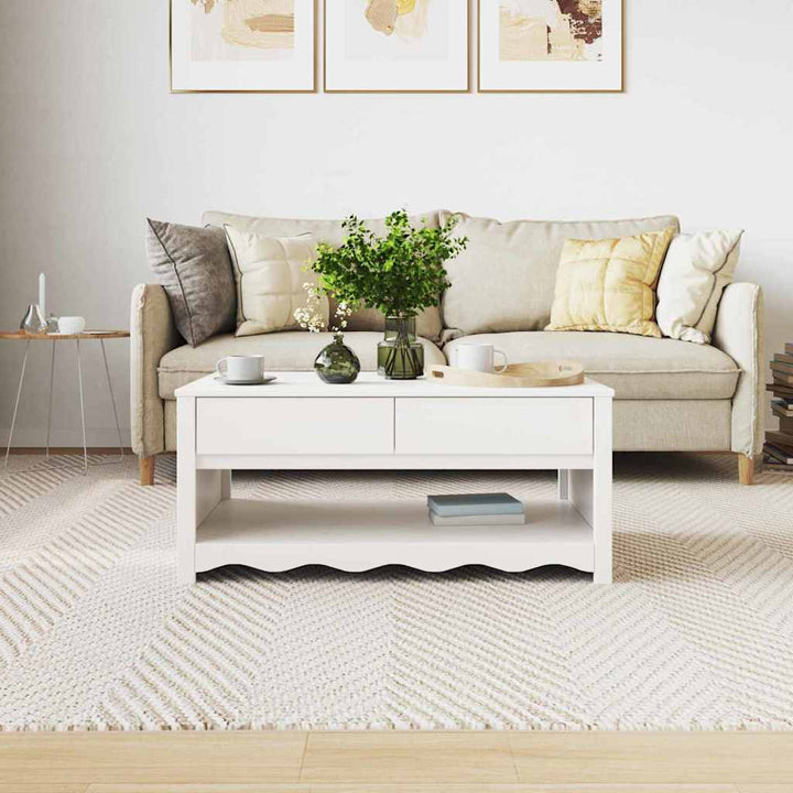 Sofabord Drammen Hvid 99 x 55 x 45 cm Massivt fyrretræ