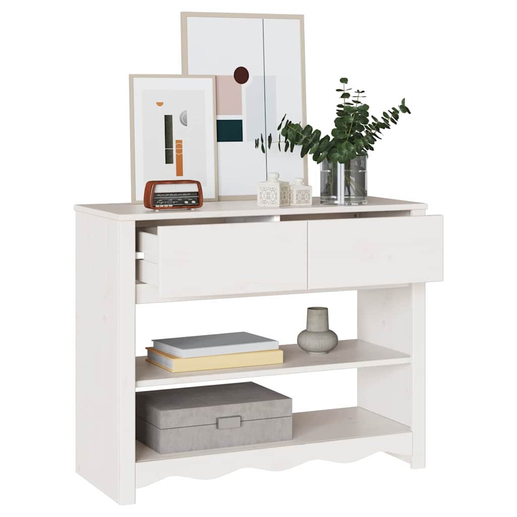 Konsolbord Drammen Hvid 89.5 x 37 x 73 cm Massivt fyrretræ