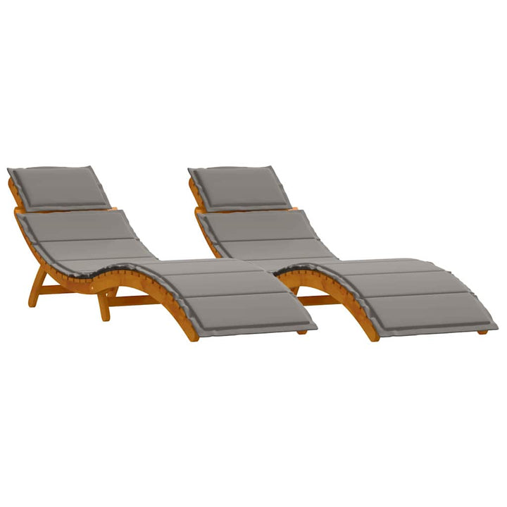Liggestol med pude 2 pcs Grå 184 x 55 x 64cm Massivt akacietræ