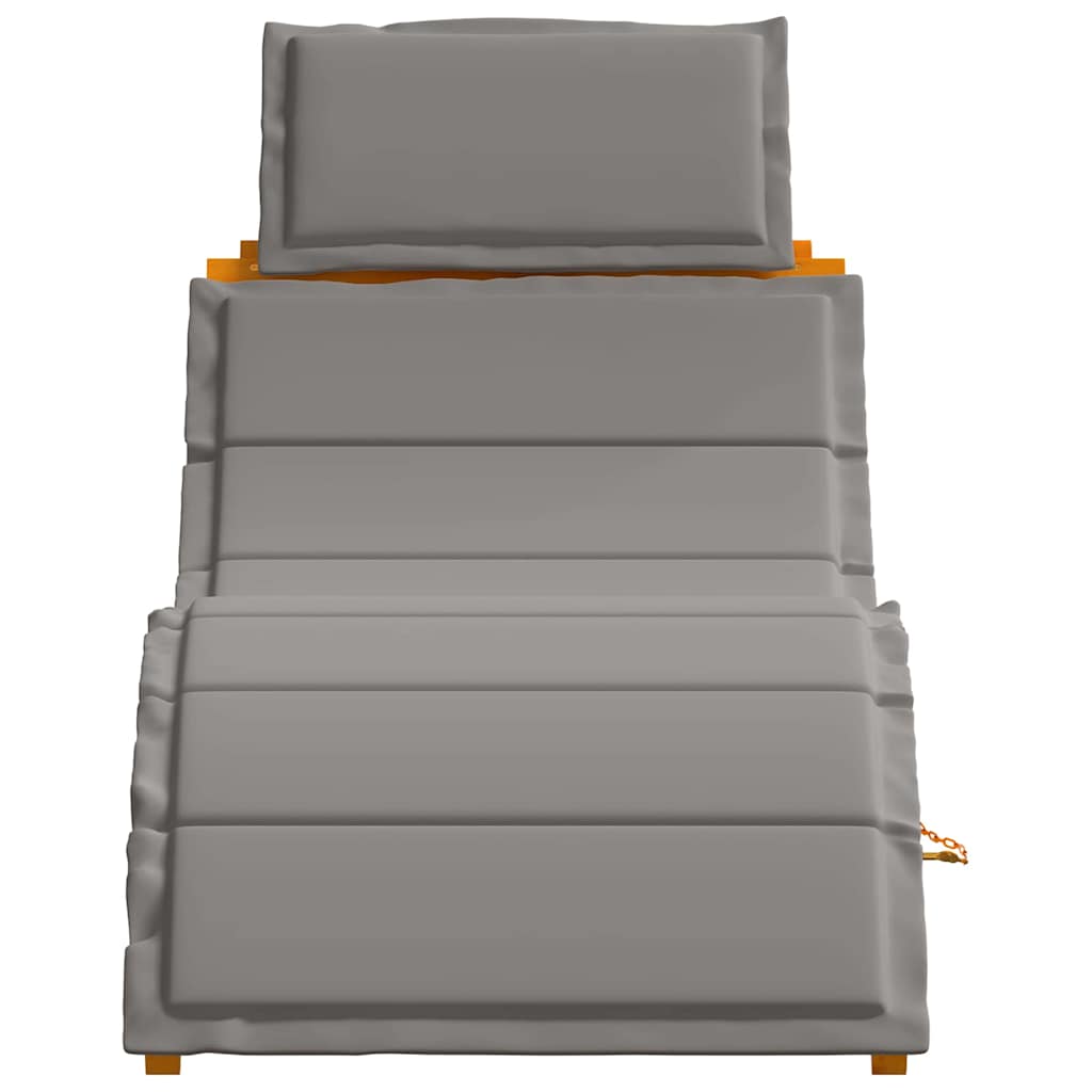 Liggestol med pude 2 pcs Grå 184 x 55 x 64cm Massivt akacietræ