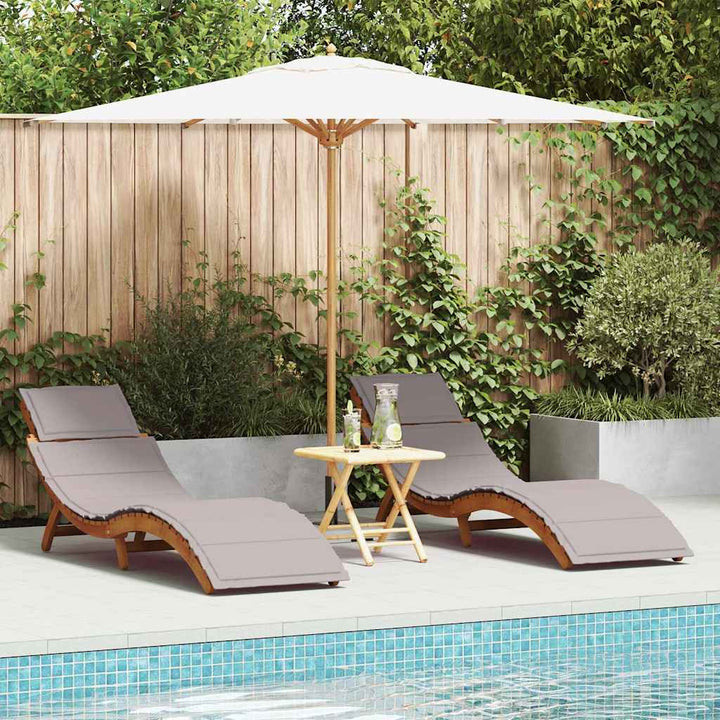 Liggestol 2 pcs Gråbrun 184 x 55 x 64cm Massivt akacietræ