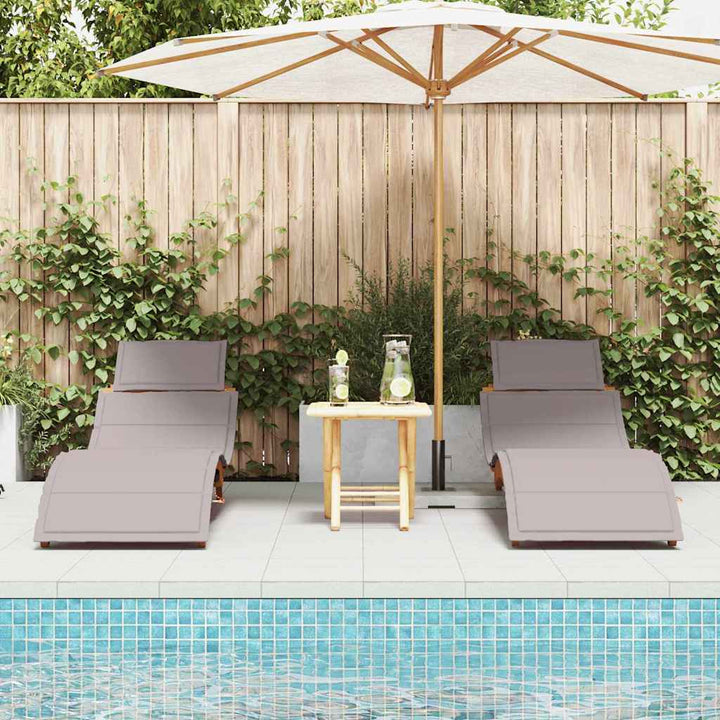 Liggestol 2 pcs Gråbrun 184 x 55 x 64cm Massivt akacietræ