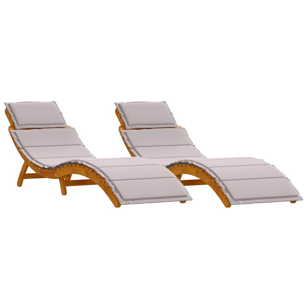 Liggestol 2 pcs Gråbrun 184 x 55 x 64cm Massivt akacietræ