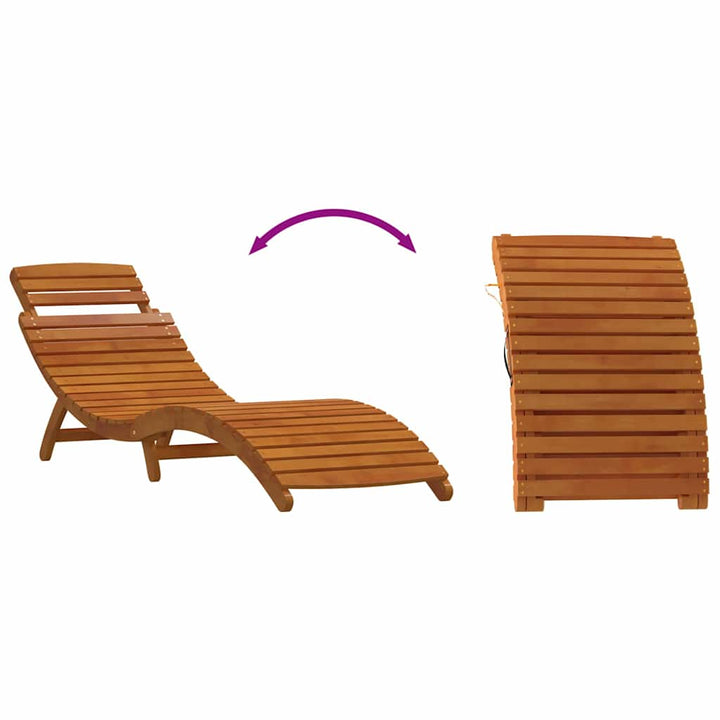 Liggestol 2 pcs Gråbrun 184 x 55 x 64cm Massivt akacietræ