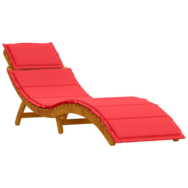 Liggestol med pude 2 pcs Rød 184 x 55 x 64cm Massivt akacietræ