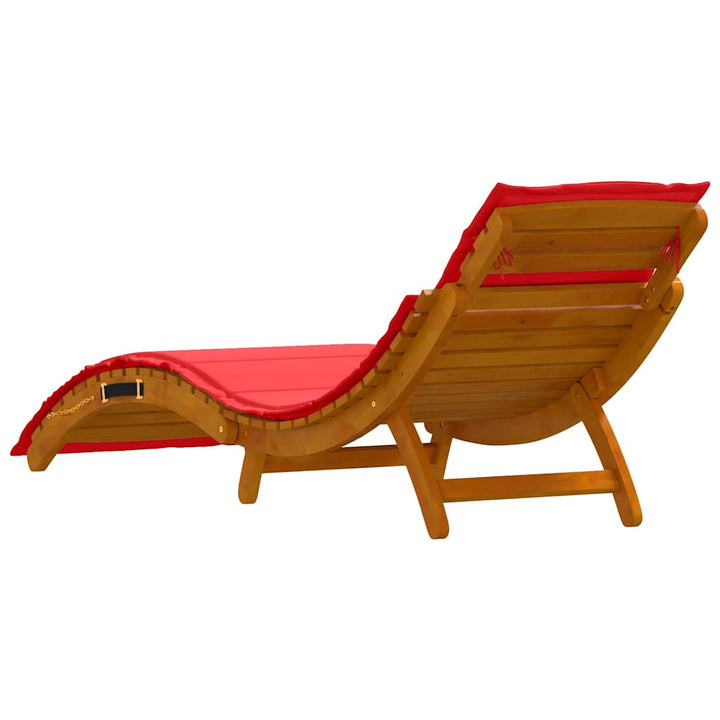Liggestol med pude 2 pcs Rød 184 x 55 x 64cm Massivt akacietræ
