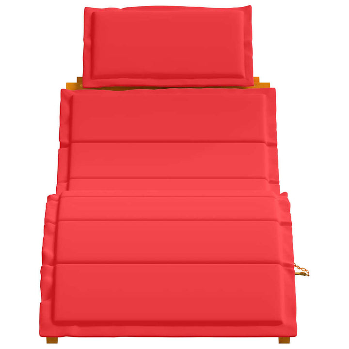Liggestol med pude 2 pcs Rød 184 x 55 x 64cm Massivt akacietræ