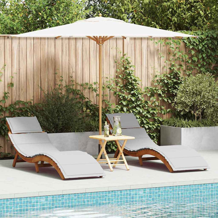 Liggestol 2 pcs Lysegrå 184 x 55 x 64cm Massivt akacietræ