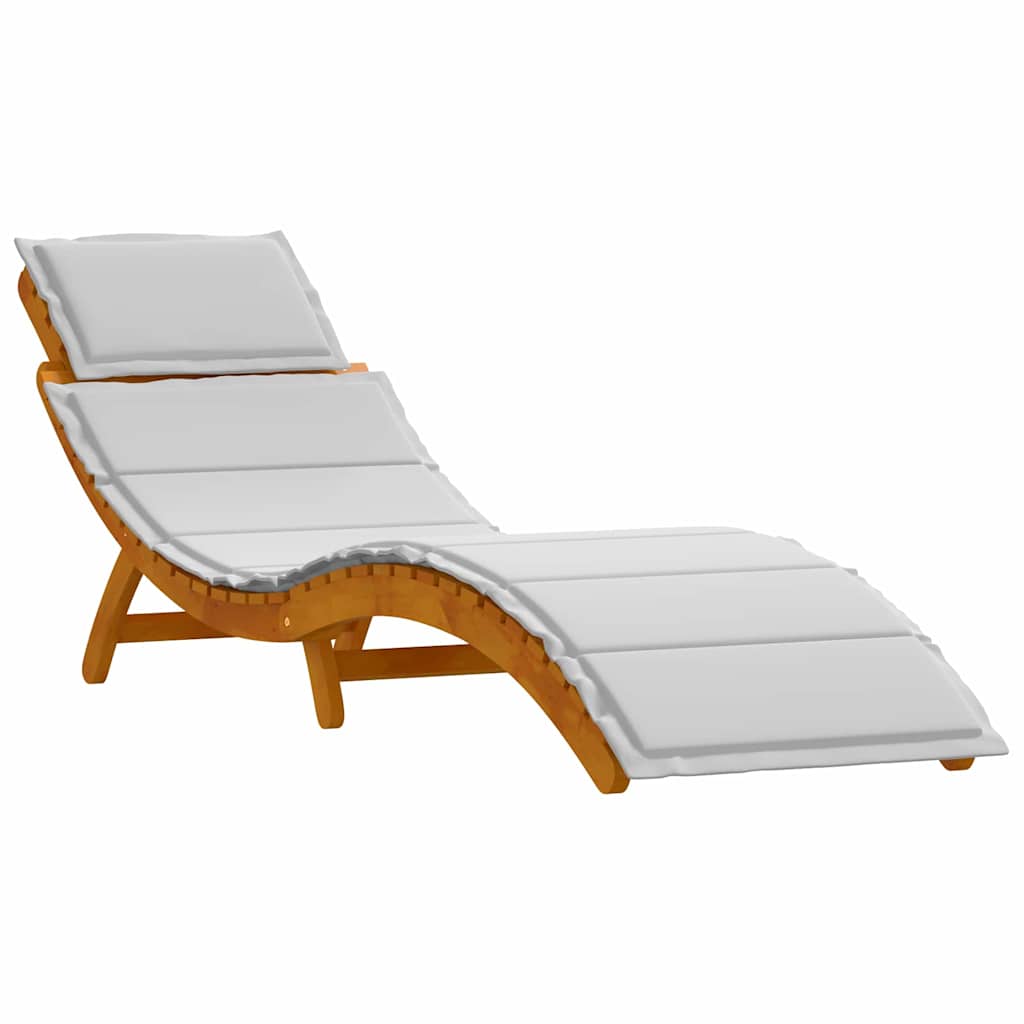 Liggestol 2 pcs Lysegrå 184 x 55 x 64cm Massivt akacietræ