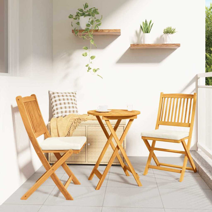 Sammenklappelig stol med pude 2 pcs Hvid 49 x 57.5 x 92cm