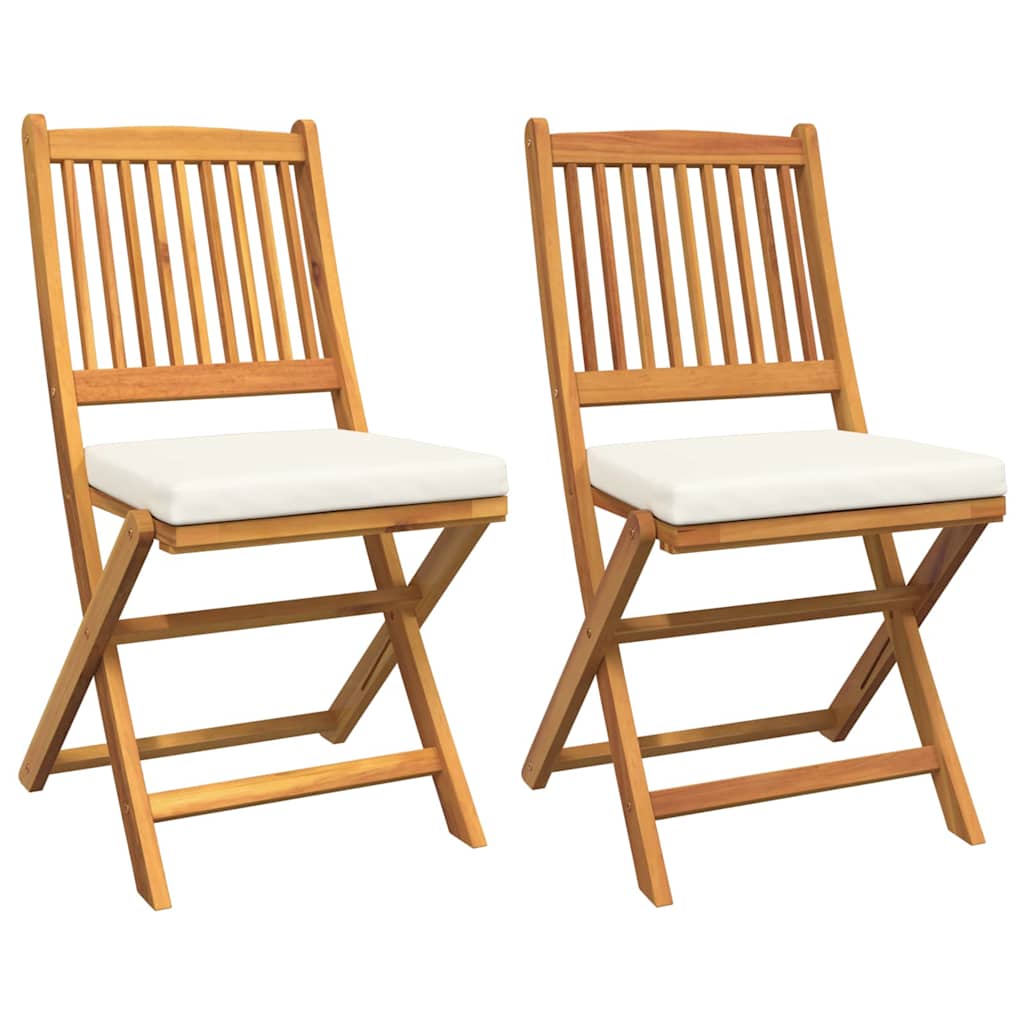 Sammenklappelig stol med pude 2 pcs Hvid 49 x 57.5 x 92cm