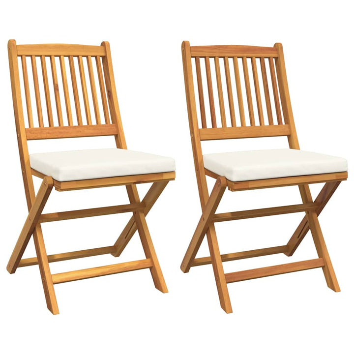 Sammenklappelig stol med pude 2 pcs Hvid 49 x 57.5 x 92cm