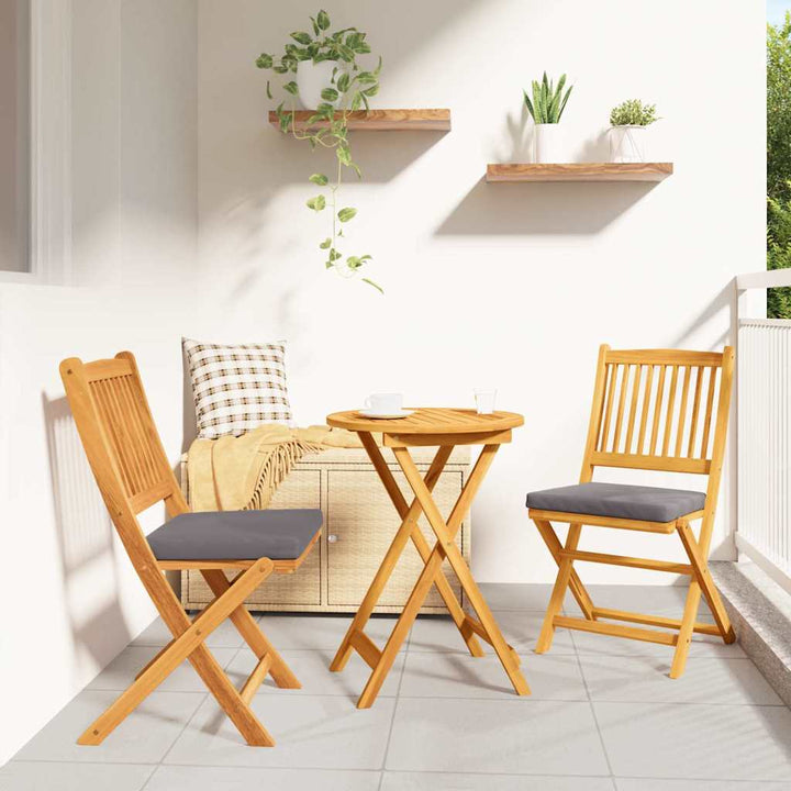 Sammenklappelig stol med pude 2 pcs Grå 49 x 57.5 x 92cm