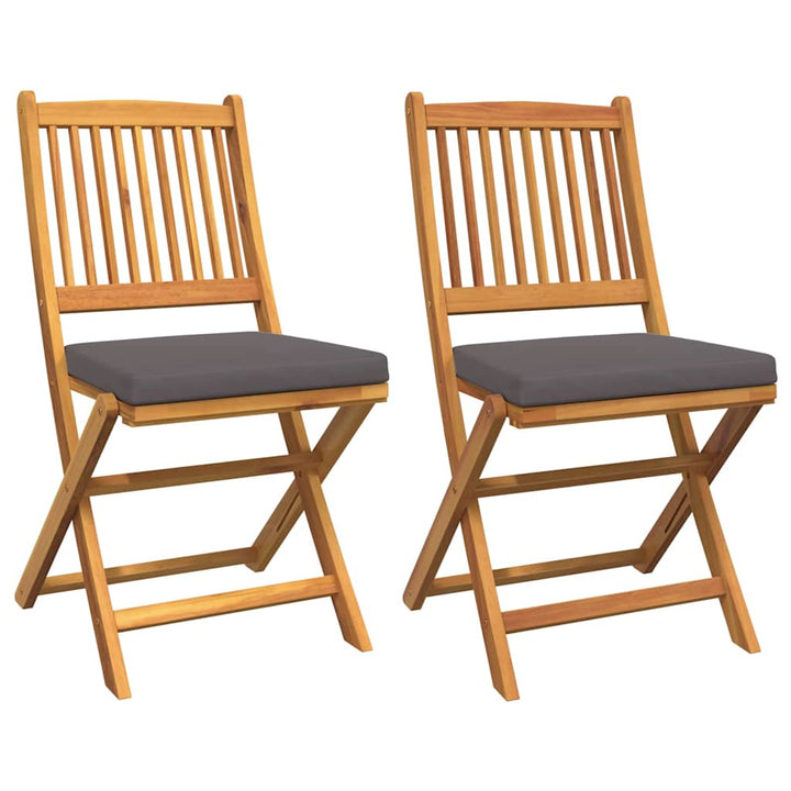Sammenklappelig stol med pude 2 pcs Grå 49 x 57.5 x 92cm