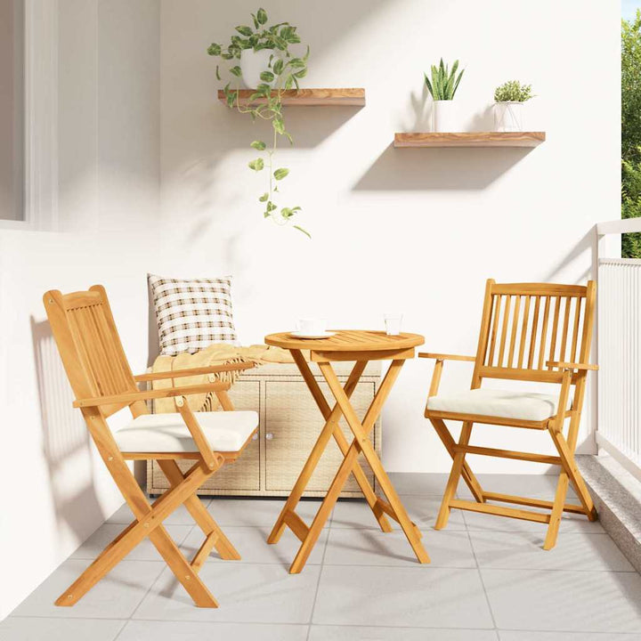 Sammenklappelig stol med pude 2 pcs Hvid 49 x 57.5 x 92cm