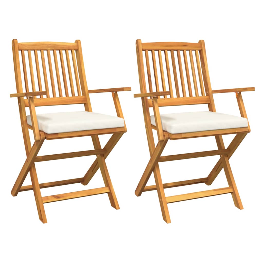 Sammenklappelig stol med pude 2 pcs Hvid 49 x 57.5 x 92cm