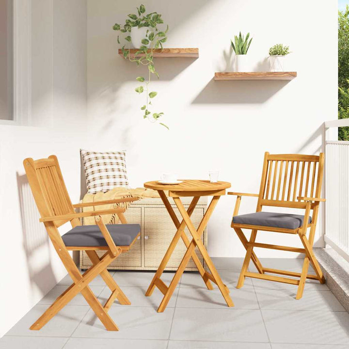 Sammenklappelig stol med pude 2 pcs Grå 49 x 57.5 x 92cm