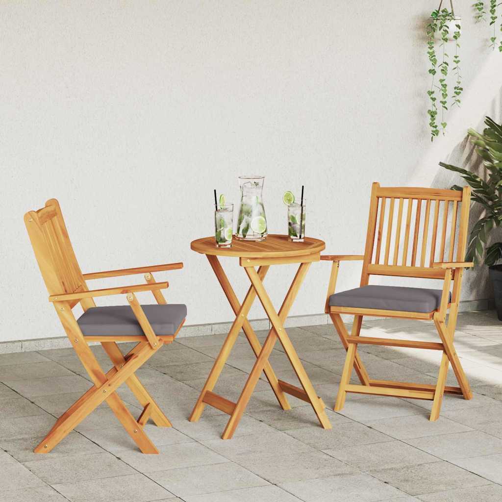 Sammenklappelig stol med pude 2 pcs Grå 49 x 57.5 x 92cm