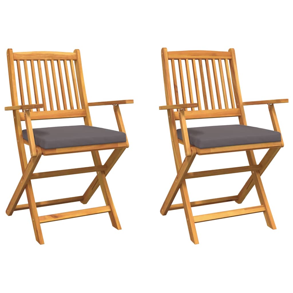 Sammenklappelig stol med pude 2 pcs Grå 49 x 57.5 x 92cm