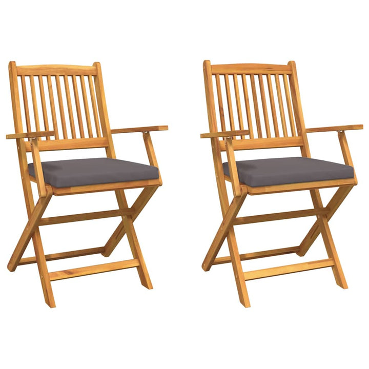 Sammenklappelig stol med pude 2 pcs Grå 49 x 57.5 x 92cm