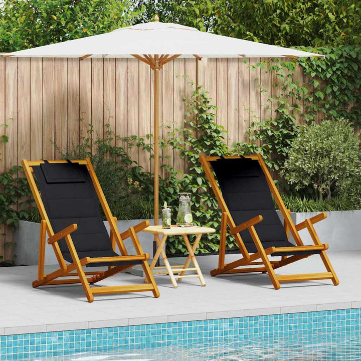 Strandstol 2 pcs Brun 61.5 x 123 x 82cm Massivt akacietræ
