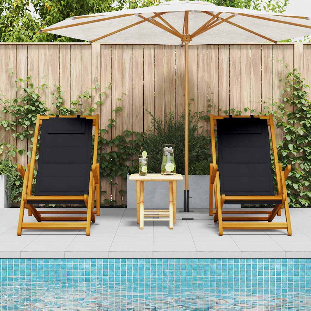 Strandstol 2 pcs Brun 61.5 x 123 x 82cm Massivt akacietræ