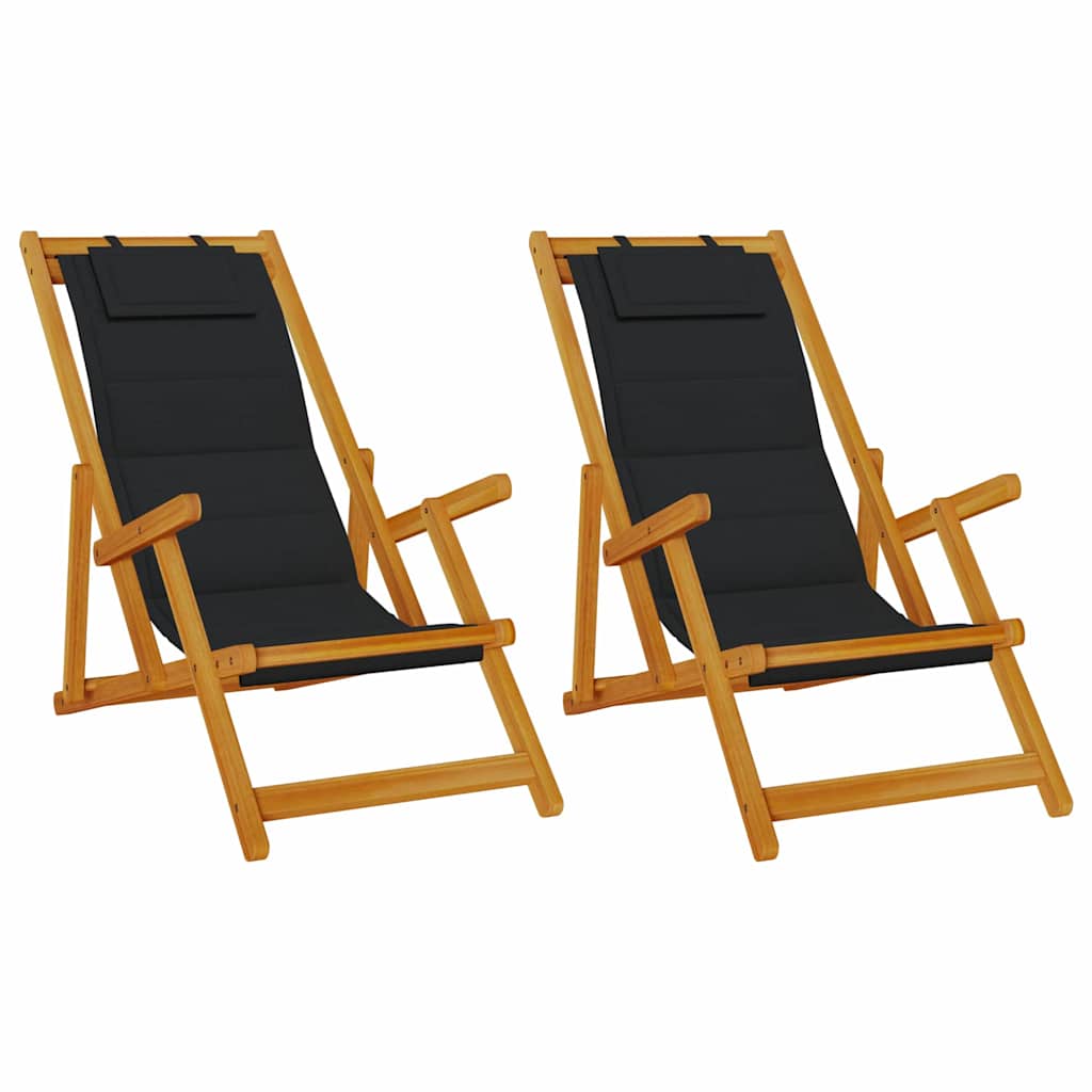 Strandstol 2 pcs Brun 61.5 x 123 x 82cm Massivt akacietræ