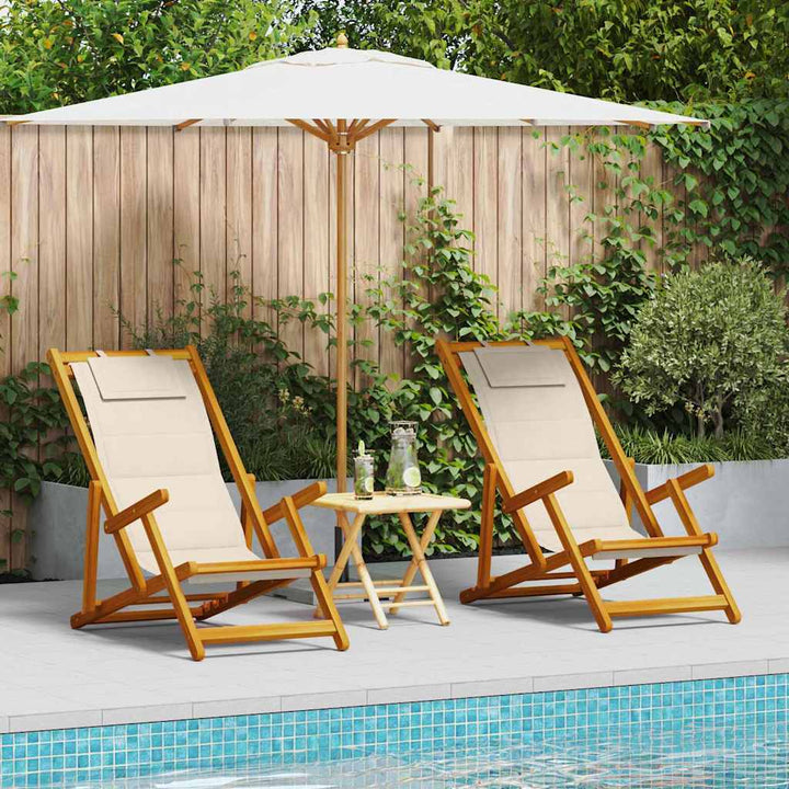 Strandstol 2 pcs Brun 61.5 x 123 x 82cm Massivt akacietræ