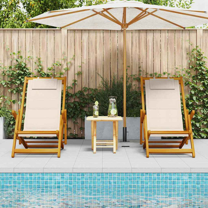 Strandstol 2 pcs Brun 61.5 x 123 x 82cm Massivt akacietræ