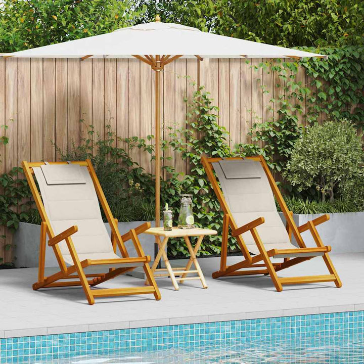 Strandstol 2 pcs Brun 61.5 x 123 x 82cm Massivt akacietræ