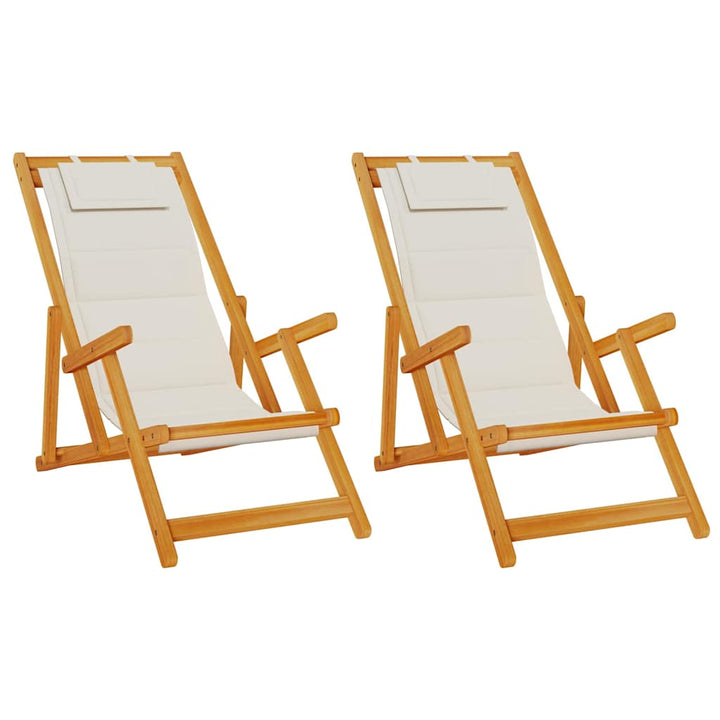 Strandstol 2 pcs Brun 61.5 x 123 x 82cm Massivt akacietræ