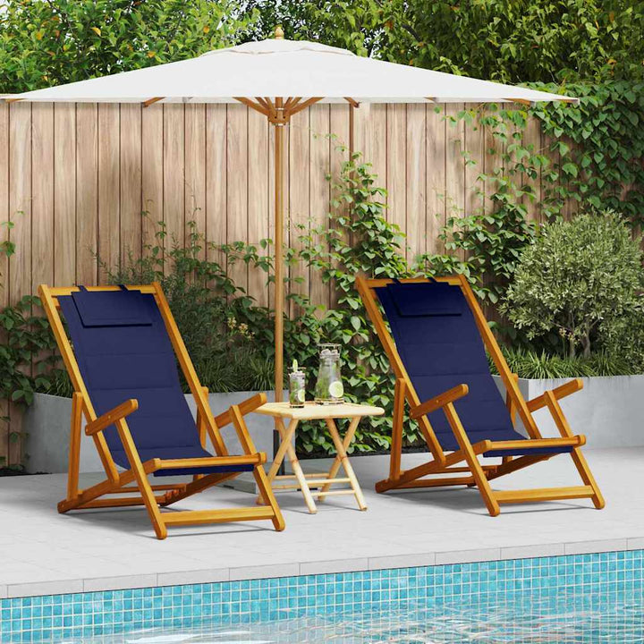 Strandstol 2 pcs Brun 61.5 x 123 x 82cm Massivt akacietræ