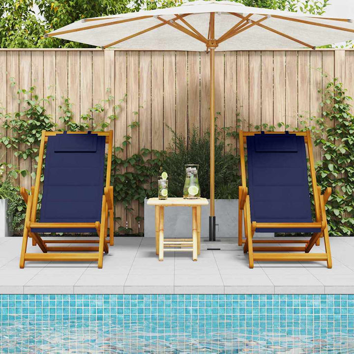 Strandstol 2 pcs Brun 61.5 x 123 x 82cm Massivt akacietræ