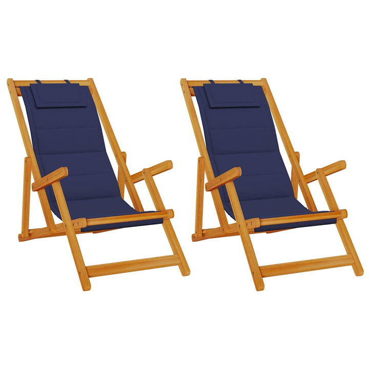 Strandstol 2 pcs Brun 61.5 x 123 x 82cm Massivt akacietræ