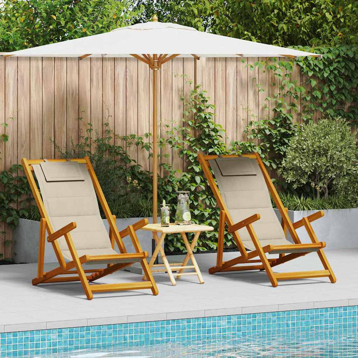 Strandstol 2 pcs Brun 61.5 x 123 x 82cm Massivt akacietræ